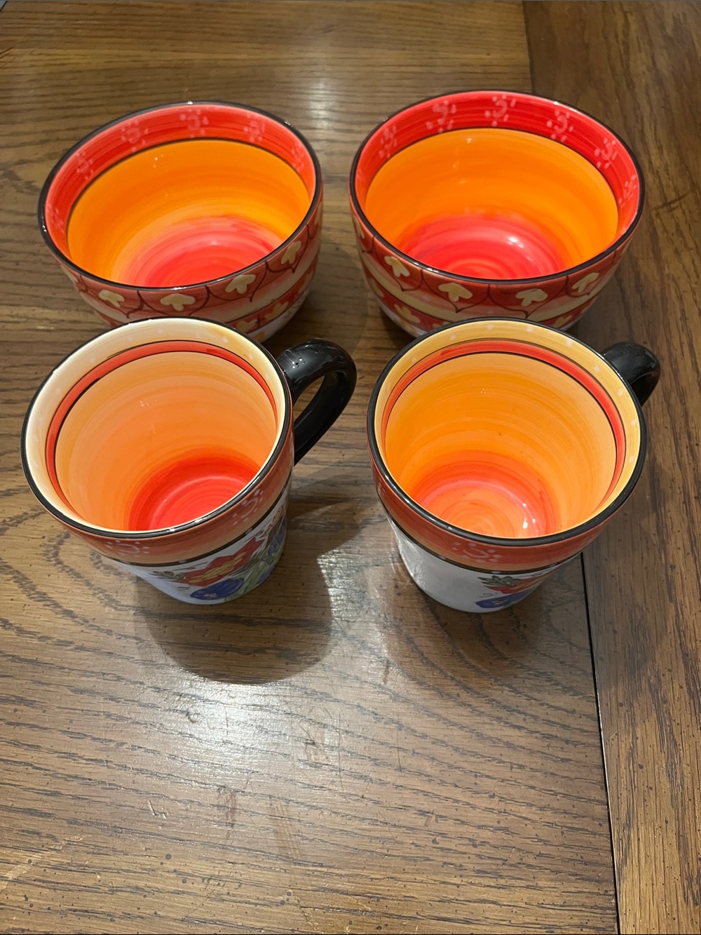 222 Fifth Nasreen Vibrant Orange Gradient Ceramic Bowls and‎ Mugs Set